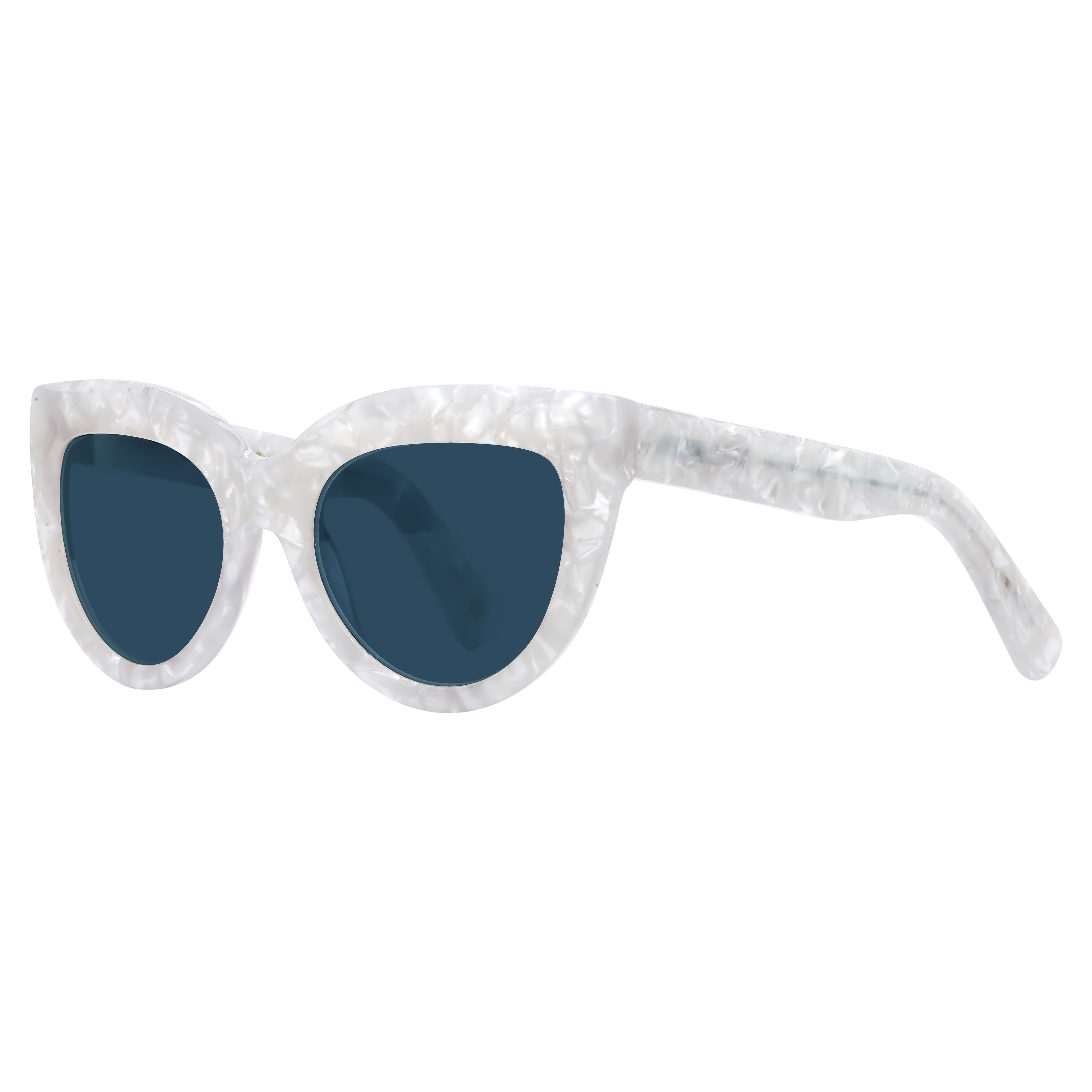 Ivory Pearl with blue lenses